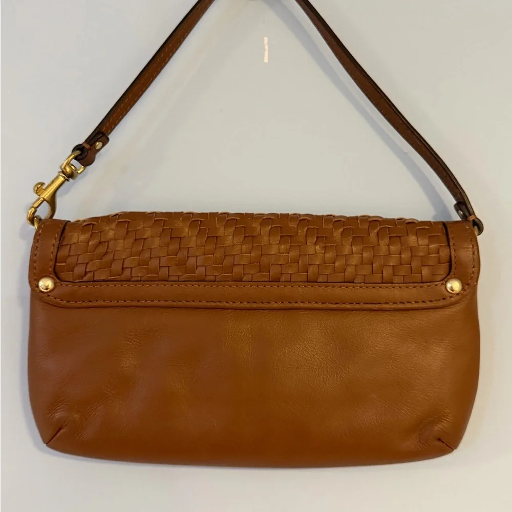 Coach Kristin Woven Leather Flap Wristlet EUC